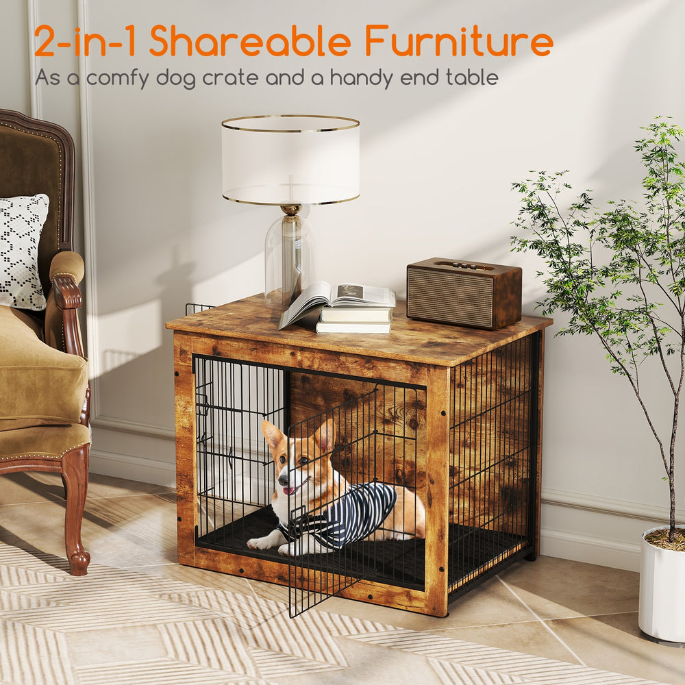 Dog Crate Furniture with Cushion and Double Doors for Small/Medium Dogs-33 - view 7