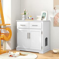 Cat Litter Box Enclosure with 2 Drawers and Double Doors Cat House - view 3