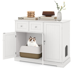 Cat Litter Box Enclosure with 2 Drawers and 3 Doors for Kittens and Adult Cats - view 4