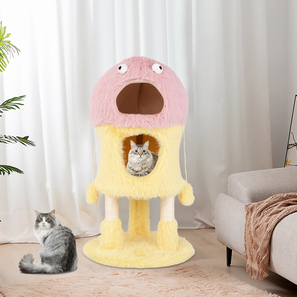 Cute Monster-Themed Cat Tower with 2 Private Condos and 3-Level Activity Center - view 2