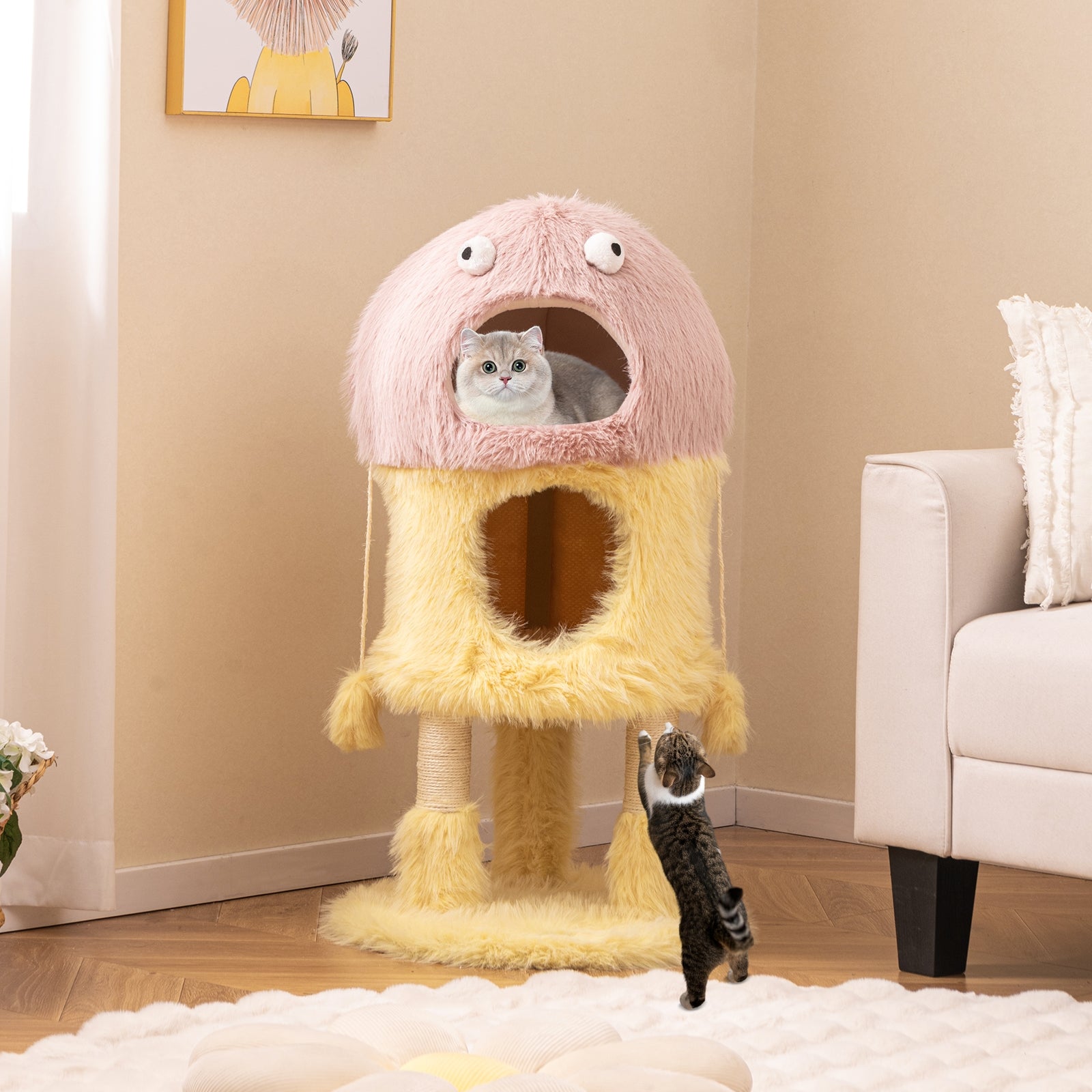 Cute Monster-Themed Cat Tower with 2 Private Condos and 3-Level Activity Center - view 3
