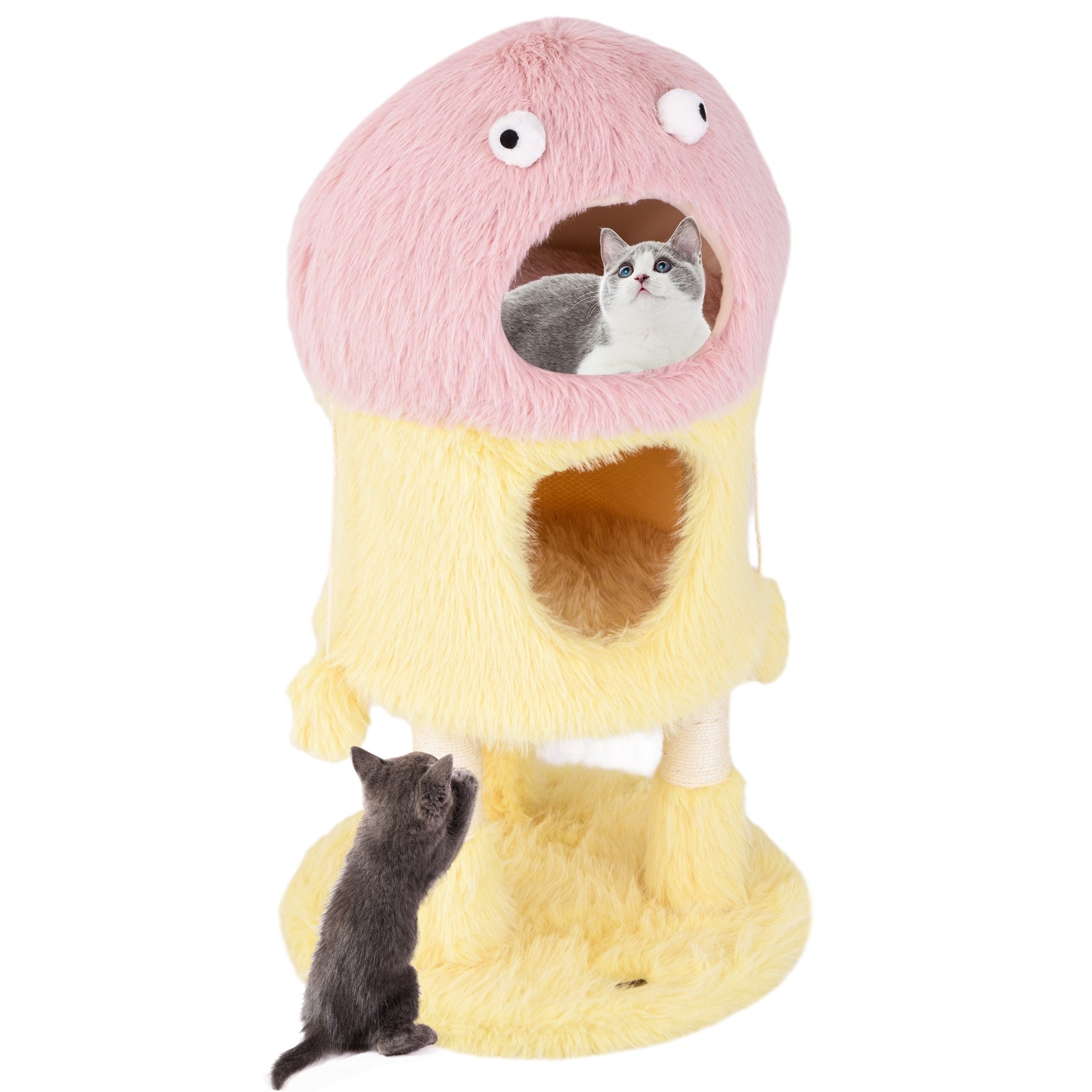Cute Monster-Themed Cat Tower with 2 Private Condos and 3-Level Activity Center