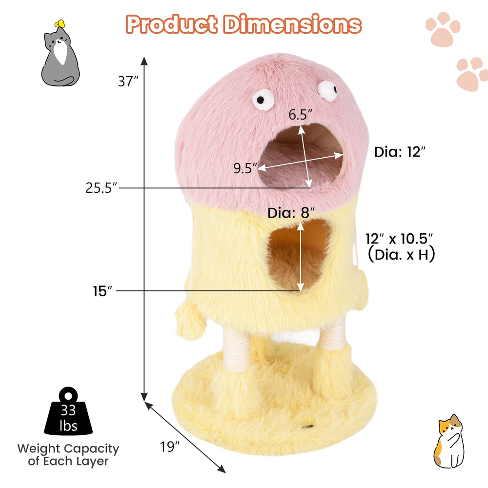 Cute Monster-Themed Cat Tower with 2 Private Condos and 3-Level Activity Center - view 5