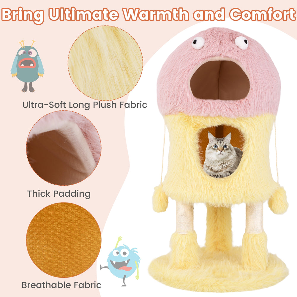 Cute Monster-Themed Cat Tower with 2 Private Condos and 3-Level Activity Center - view 8
