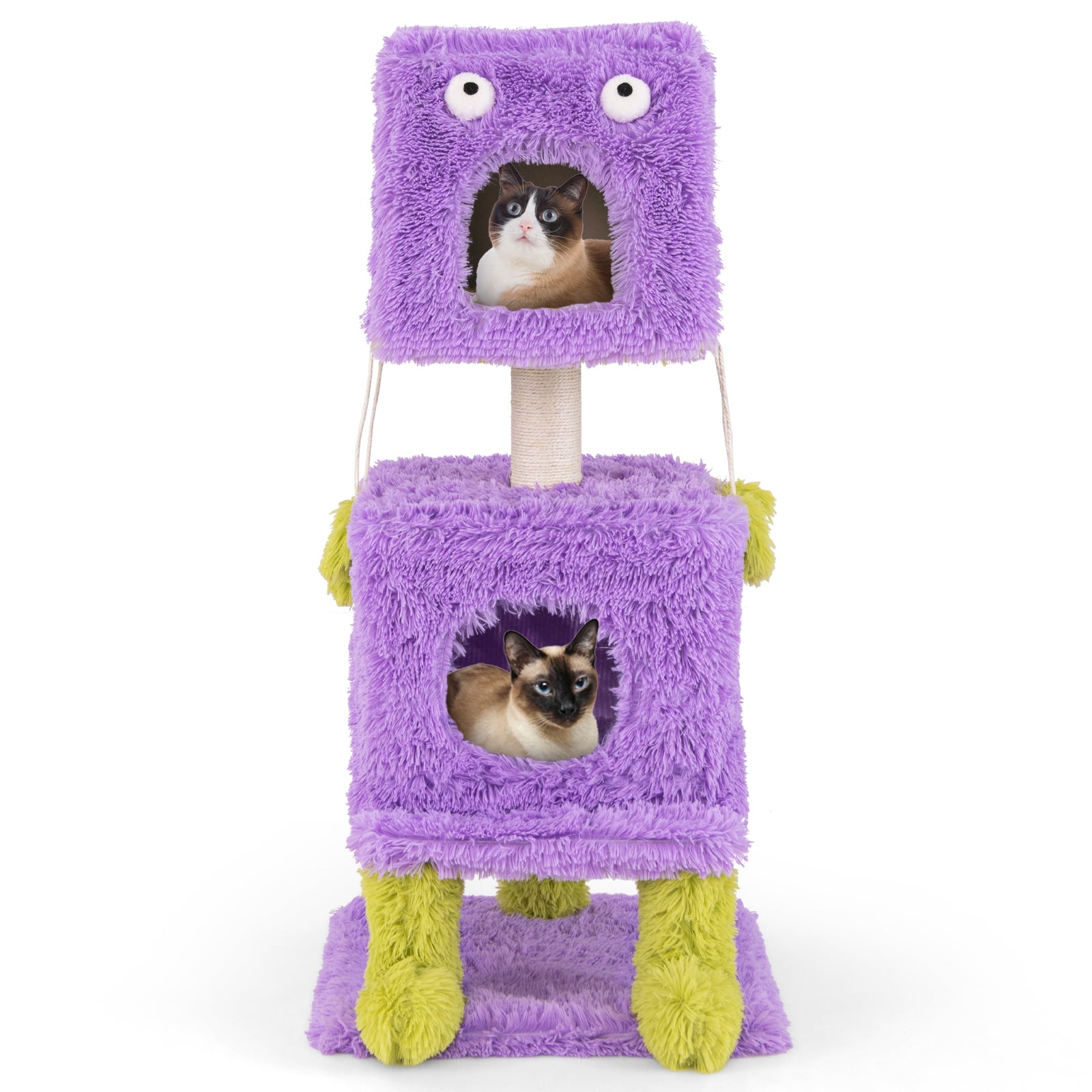 Cute Monster-Themed Cat Tower with 2 Private Condos for Small Place Cat Tree
