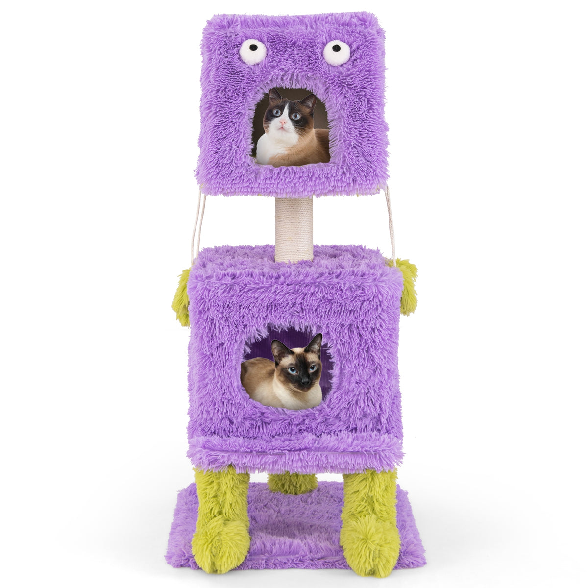 Cute Monster-Themed Cat Tower with 2 Private Condos for Small Place Cat Tree