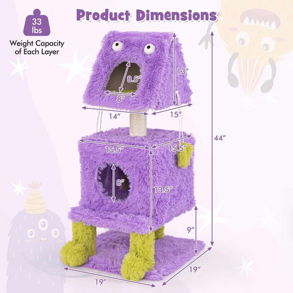 Cute Monster-Themed Cat Tower with 2 Private Condos for Small Place Cat Tree - view 5