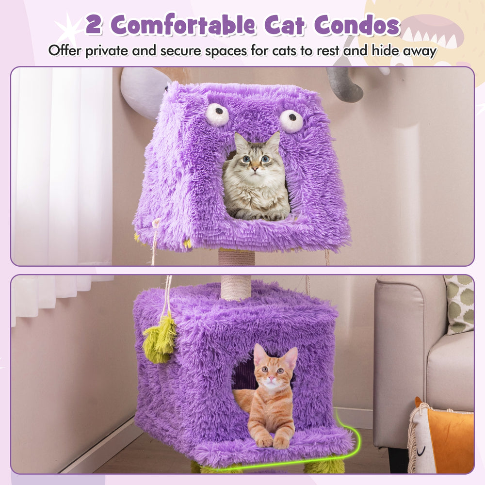 Cute Monster-Themed Cat Tower with 2 Private Condos for Small Place Cat Tree - view 6