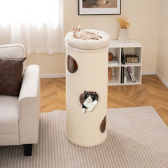 49 Inch Elevated Cat Cave 4-Story Cat House for Multiple Cats Cat Tree - view 2