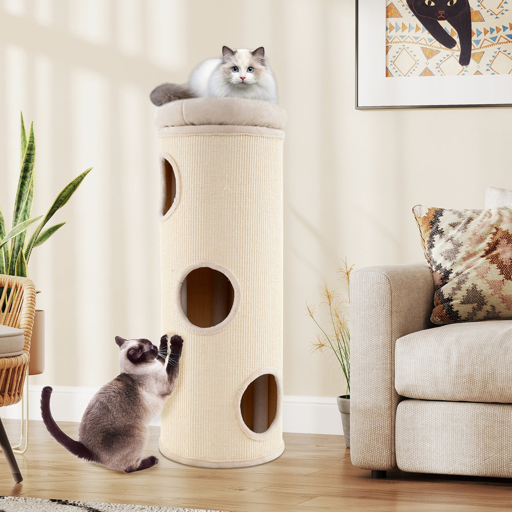 49 Inch Elevated Cat Cave 4-Story Cat House for Multiple Cats Cat Tree - view 3