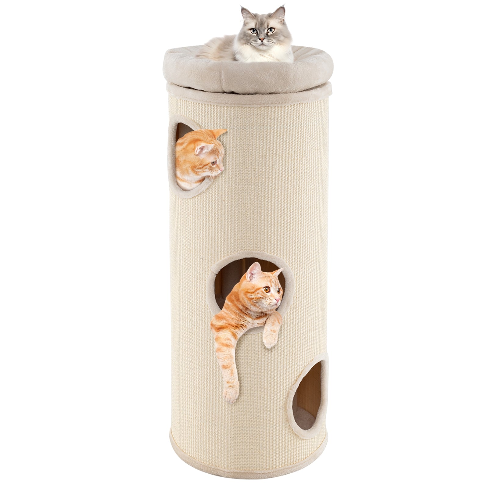 49 Inch Elevated Cat Cave 4-Story Cat House for Multiple Cats Cat Tree - view 4