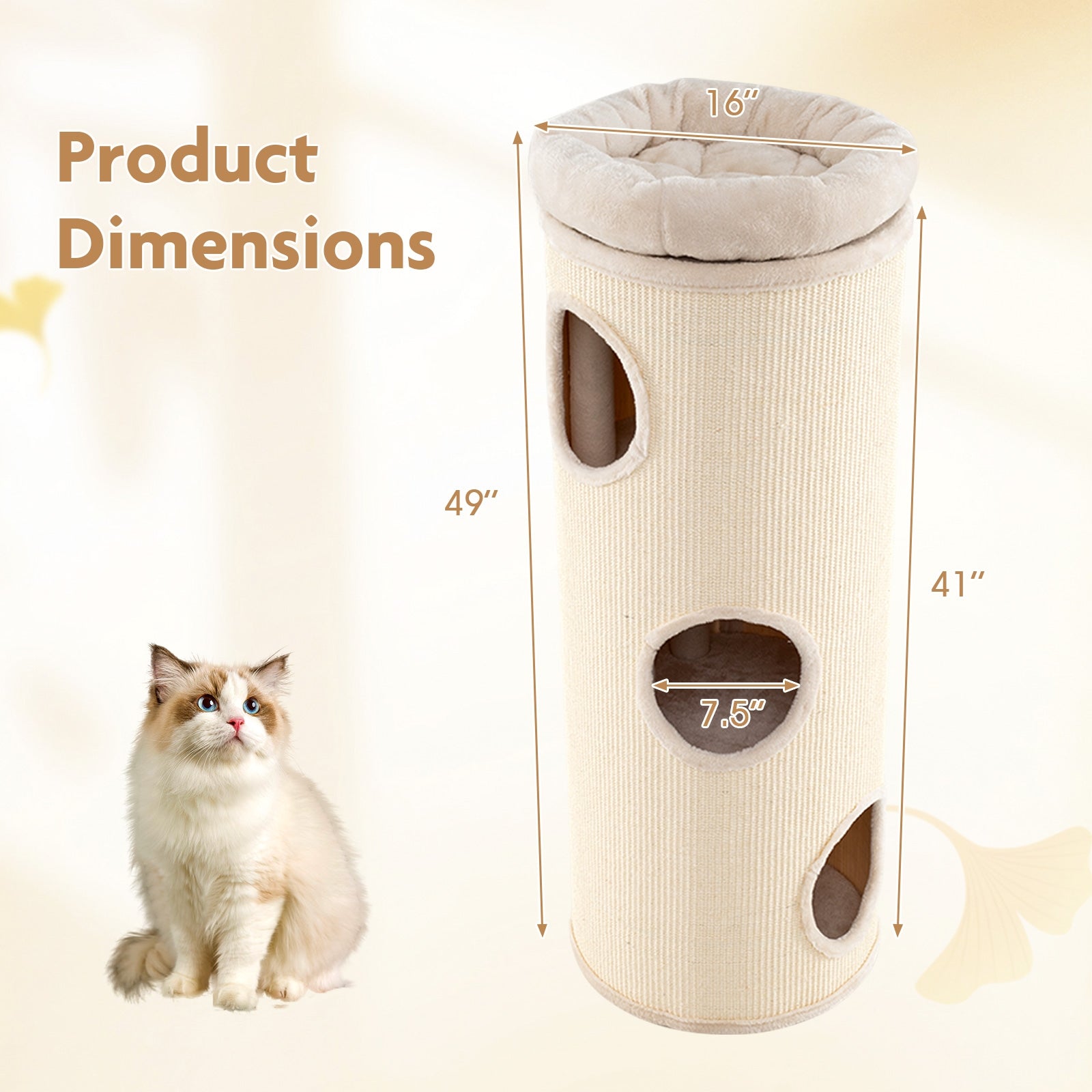 49 Inch Elevated Cat Cave 4-Story Cat House for Multiple Cats Cat Tree - view 5