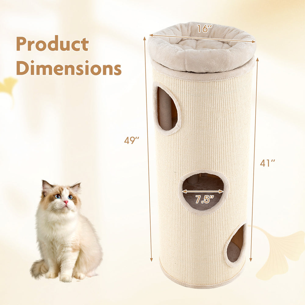 49 Inch Elevated Cat Cave 4-Story Cat House for Multiple Cats Cat Tree - view 5