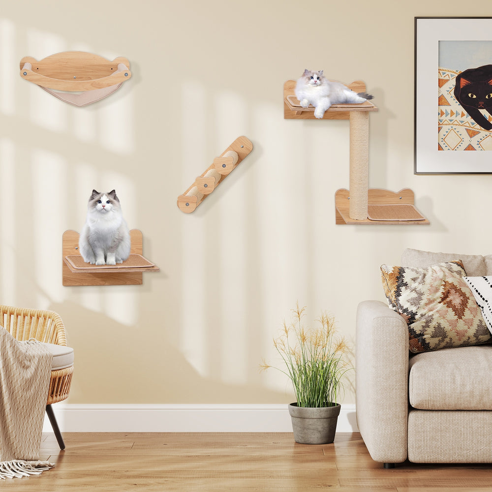 Cat Wall Furniture Set of 4 with Hammock 2-step Cat Tree and Perch - view 2