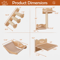 Cat Wall Furniture Set of 4 with Hammock 2-step Cat Tree and Perch - view 4