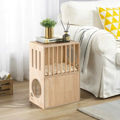 2-tier Wooden Cat Condo Indoor Symmetrical Cat House with Removable Cushions - view 3