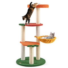 Multi-level Cat Tree Pet Activity Center with Fruit-shaped Platforms-Red - view 4