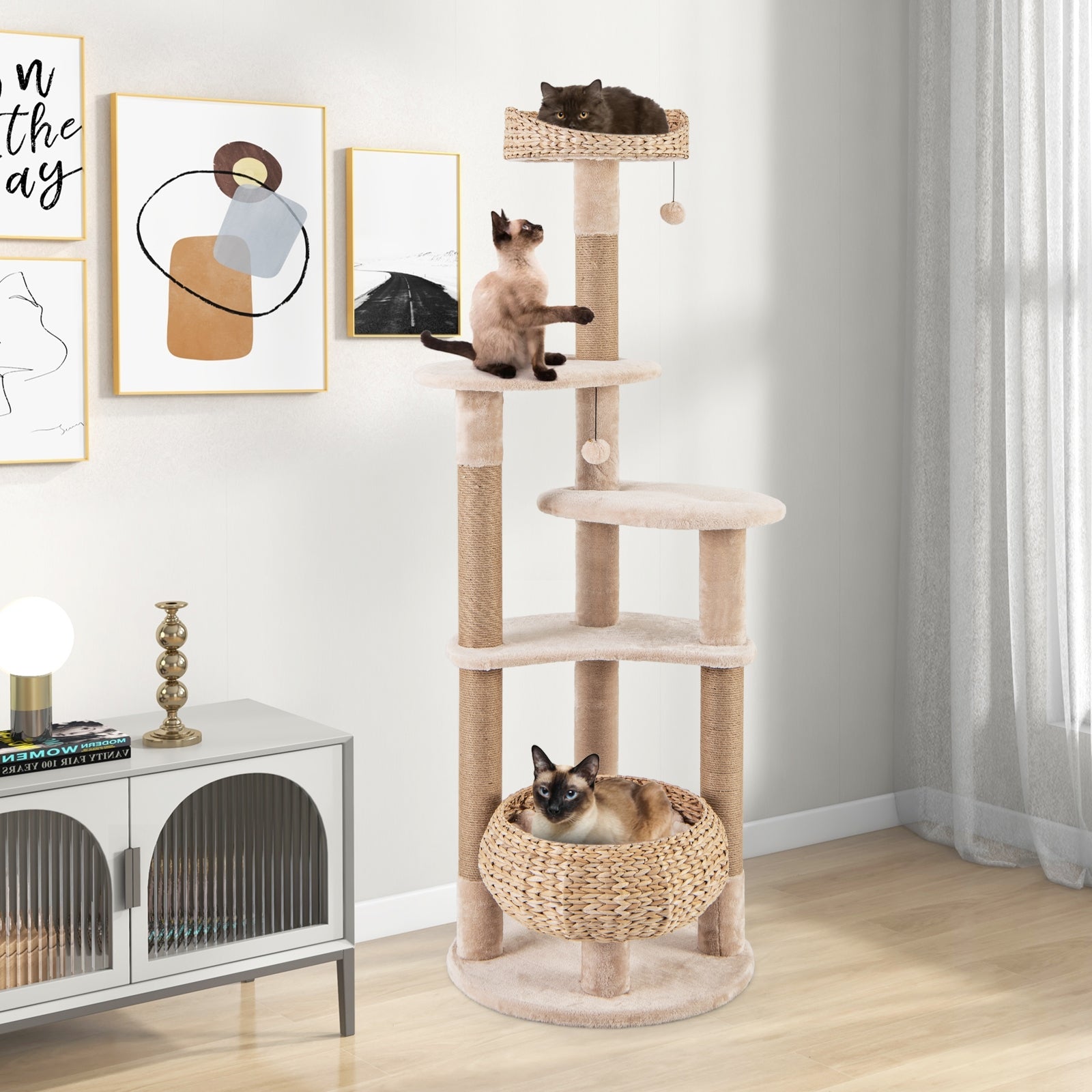 59 Inches Cat Tree with Perch and Soft Hammock for Indoor Cats - view 2