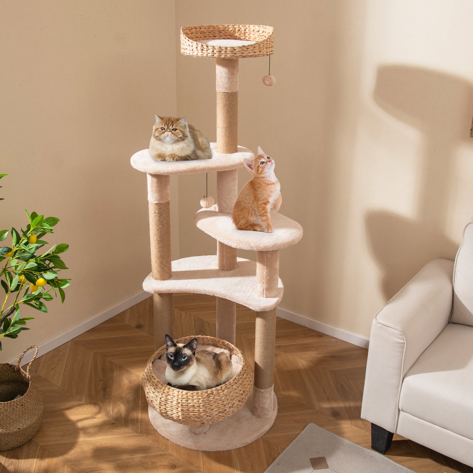 59 Inches Cat Tree with Perch and Soft Hammock for Indoor Cats - view 3