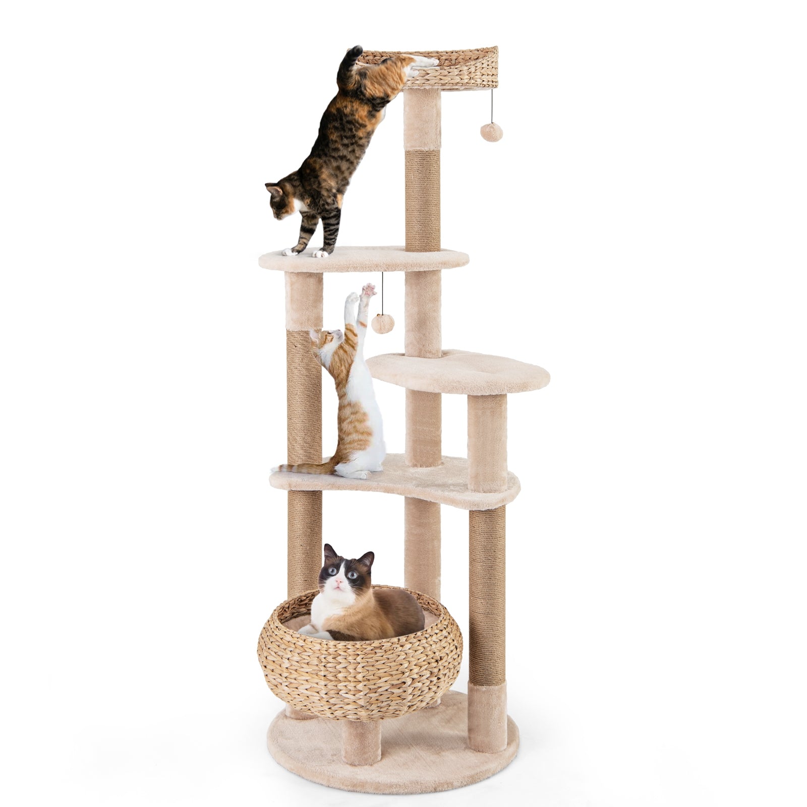 59 Inches Cat Tree with Perch and Soft Hammock for Indoor Cats