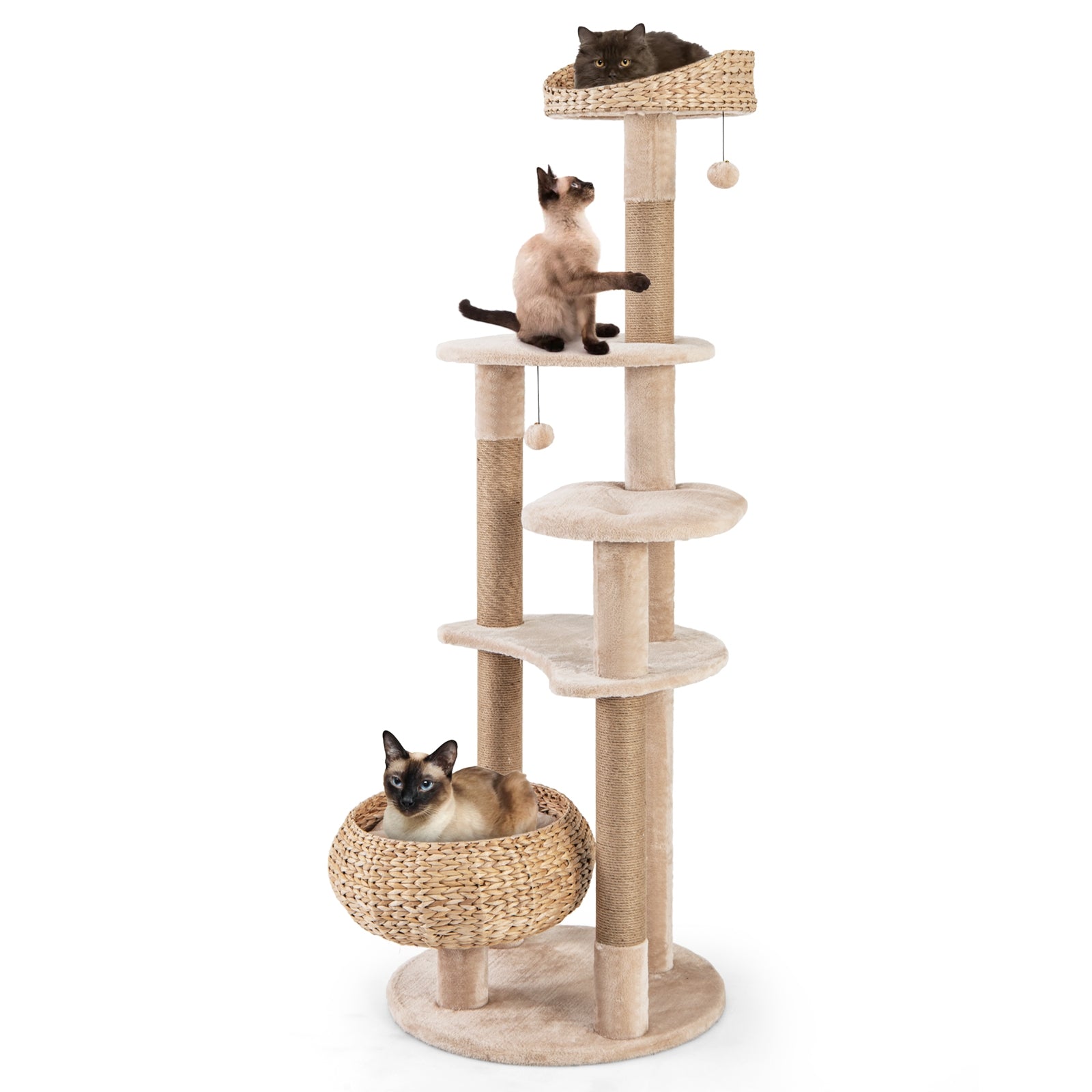 59 Inches Cat Tree with Perch and Soft Hammock for Indoor Cats - view 4
