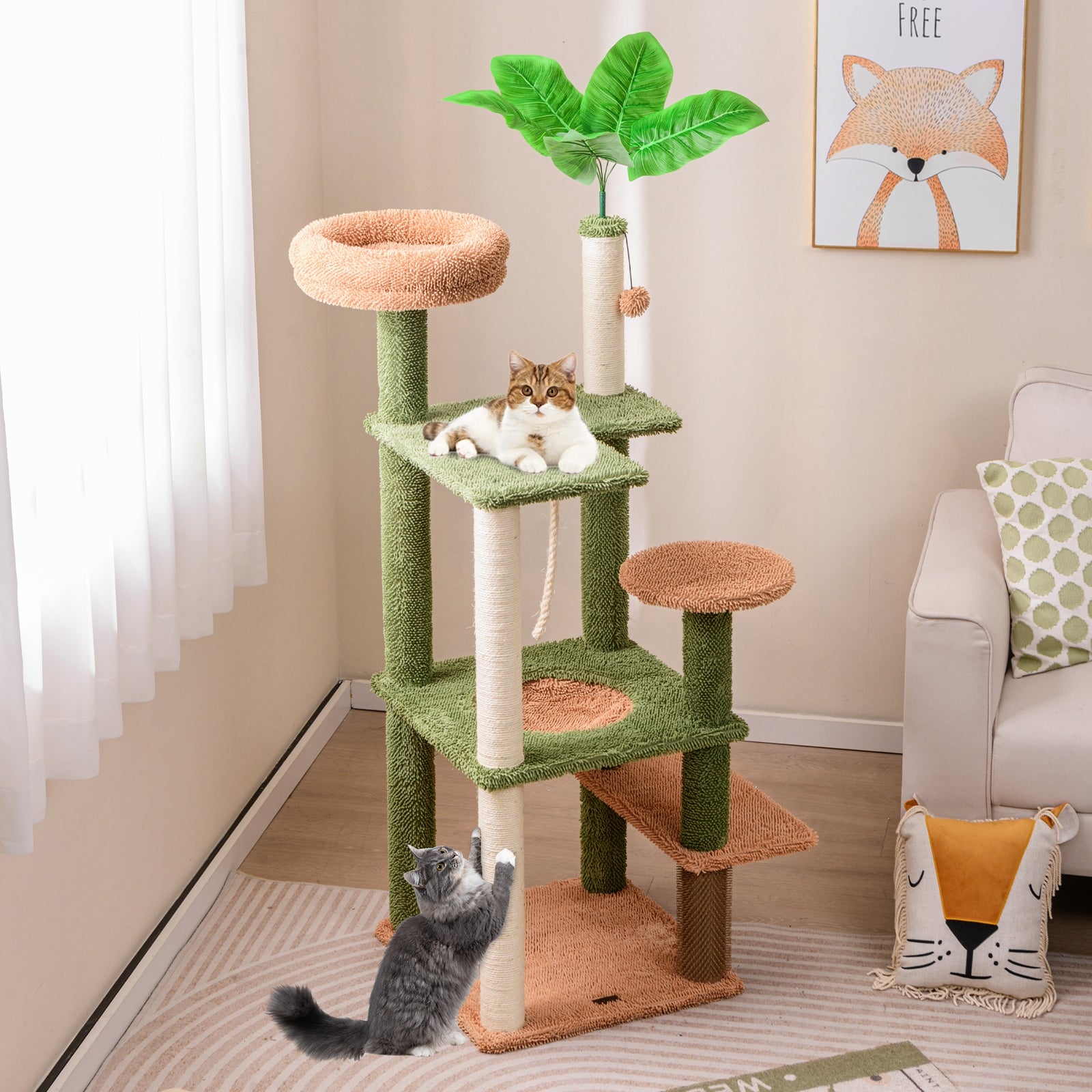 Multilevel Cat Tree with Scratching Posts and Rope Plush Perch Toy Bed - view 2