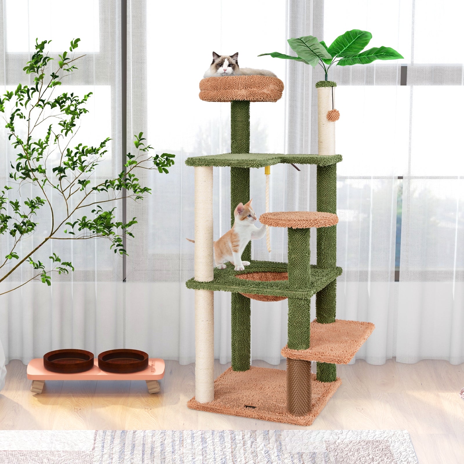 Multilevel Cat Tree with Scratching Posts and Rope Plush Perch Toy Bed - view 3