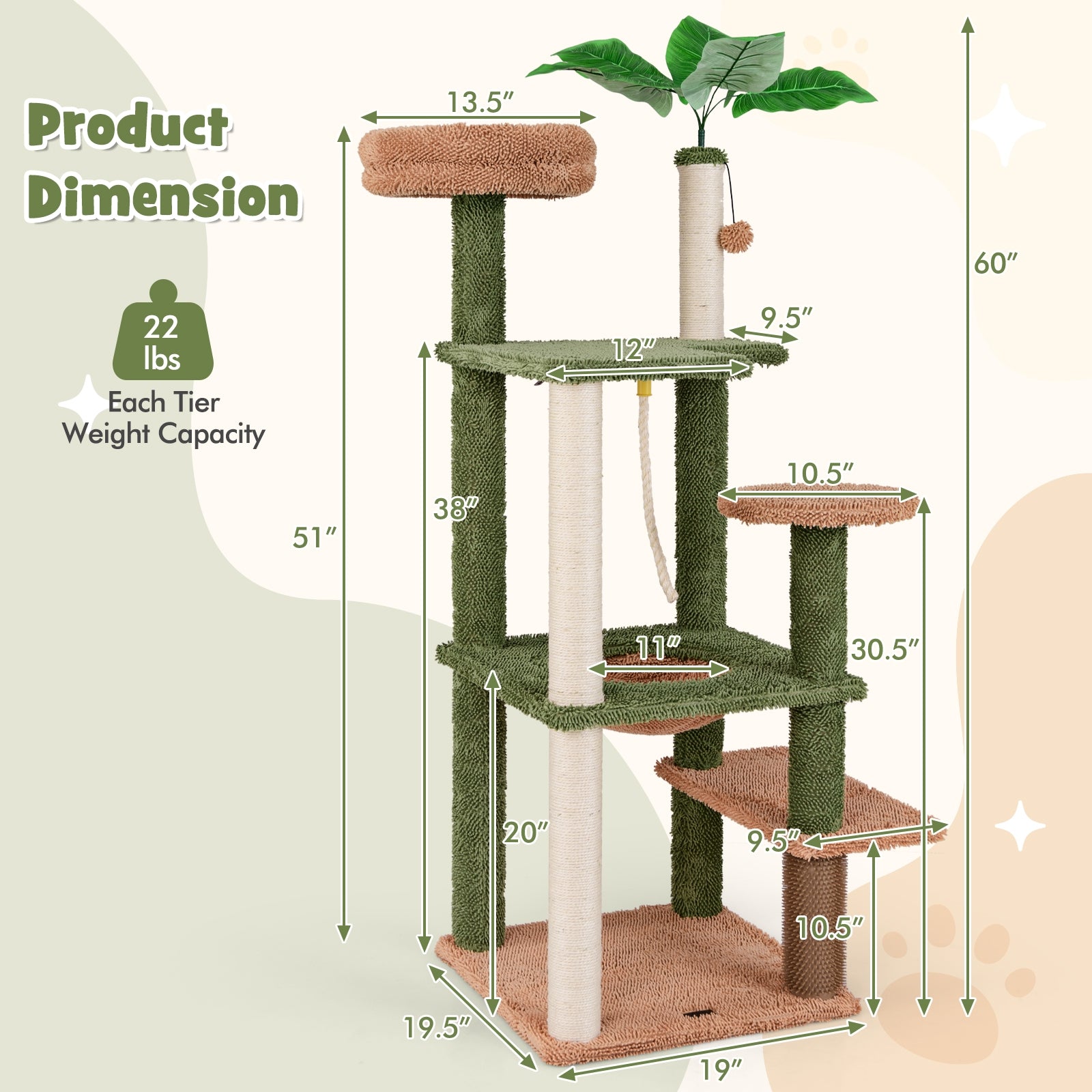 Multilevel Cat Tree with Scratching Posts and Rope Plush Perch Toy Bed - view 5