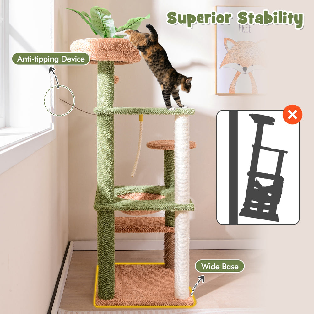 Multilevel Cat Tree with Scratching Posts and Rope Plush Perch Toy Bed - view 6