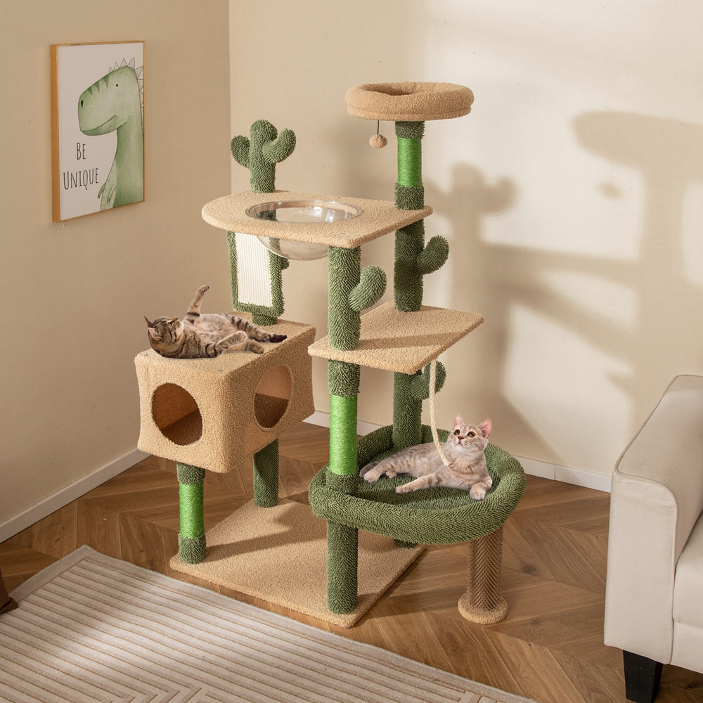 59 Inch Multilevel Cactus Cat Tree with Scratching Posts Cando Toy and Rope - view 3