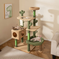 59 Inch Multilevel Cactus Cat Tree with Scratching Posts Cando Toy and Rope - view 3