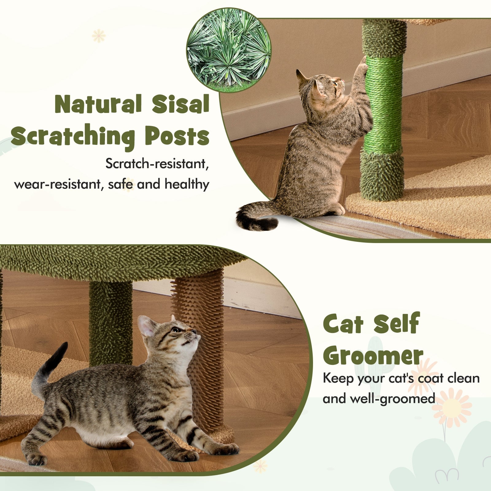 59 Inch Multilevel Cactus Cat Tree with Scratching Posts Cando Toy and Rope - view 7
