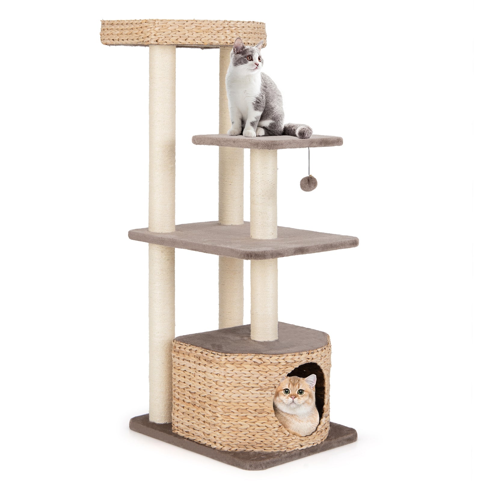 4 Layer Cat Tower with Scratching Posts Condo and Washable Cushions Cat Tree