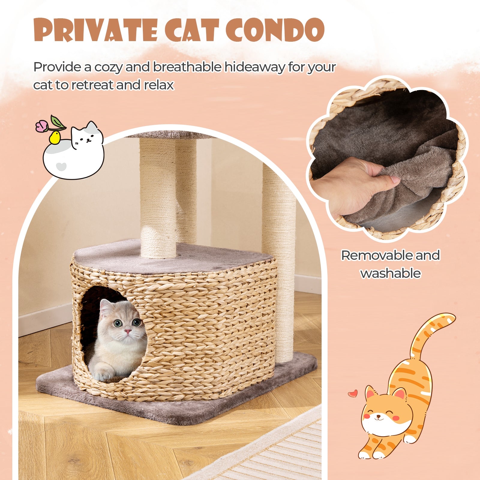 4 Layer Cat Tower with Scratching Posts Condo and Washable Cushions Cat Tree - view 7