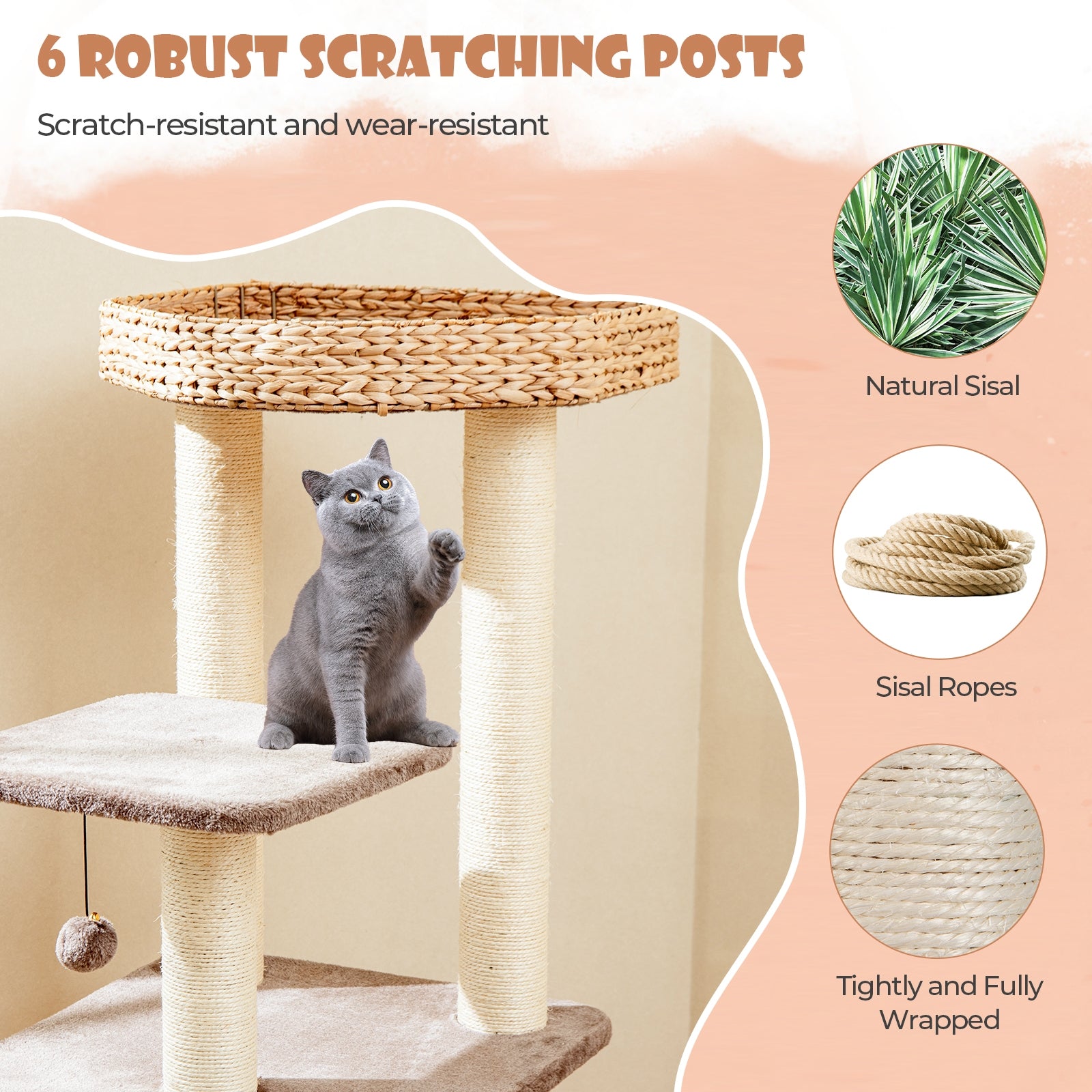 4 Layer Cat Tower with Scratching Posts Condo and Washable Cushions Cat Tree - view 8