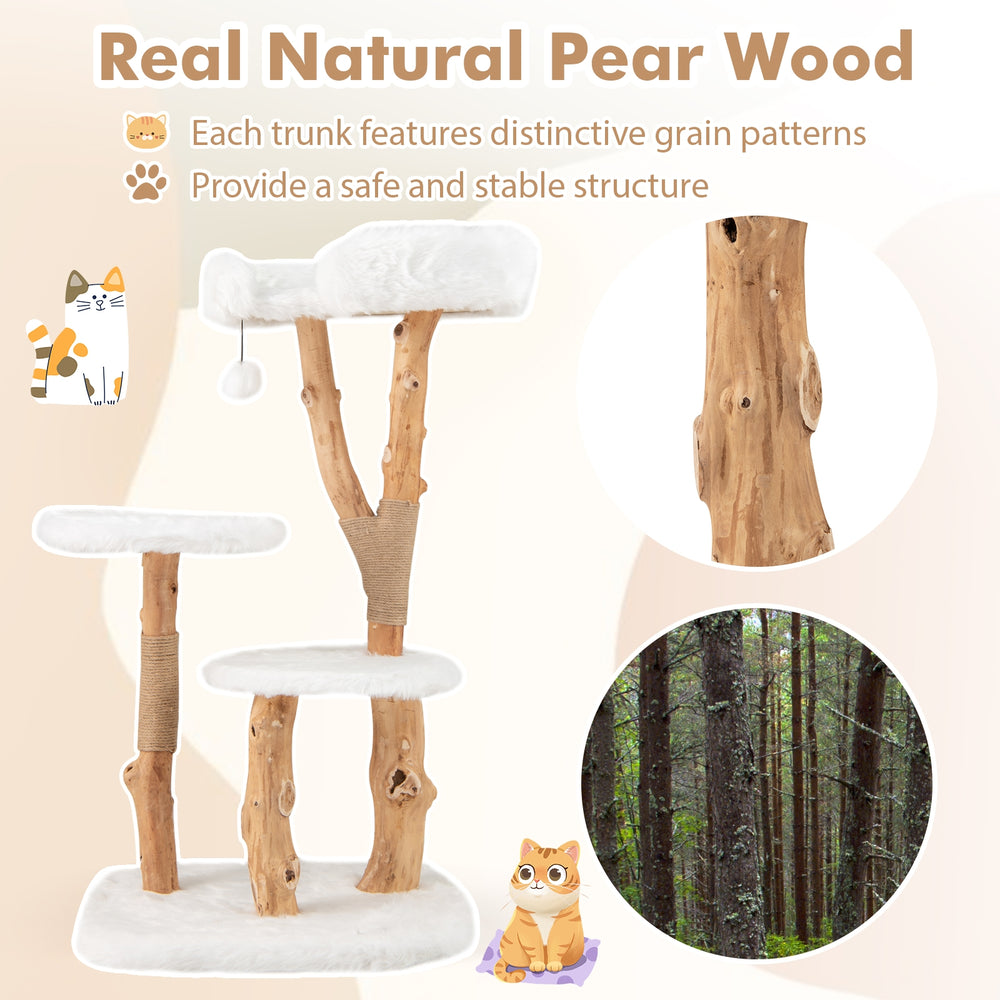 44 Inch Solid Wood Cat Tree with Perch and Natural Jute Scratching Posts - view 6