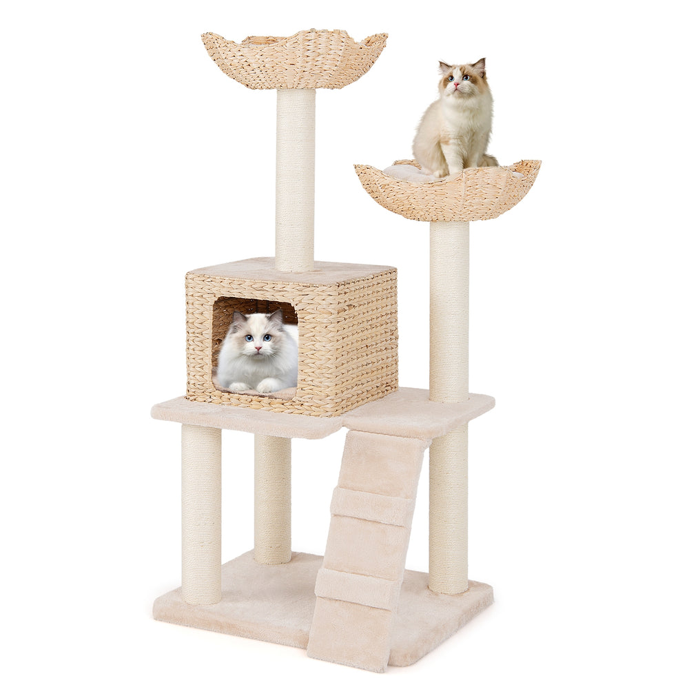 48 Inch Cattail Cat Tower with Sisal Scratching Posts Perch and Condo Cat Tree - view 4