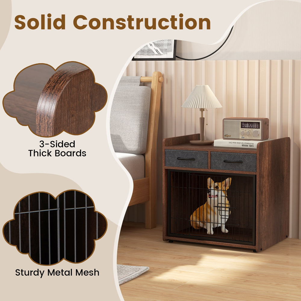 Dog Crate Furniture Indoor Dog Cage with 2 Fabric Drawers End Table Dog Kennel - view 7