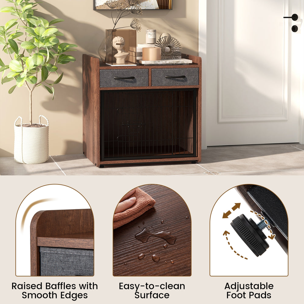 Dog Crate Furniture Indoor Dog Cage with 2 Fabric Drawers End Table Dog Kennel - view 8