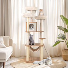 68 Inch Tall Cat Tree with 3 Padded Perches Condo and Sisal Scratching Posts - view 3