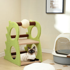 2-Tier Modern Cat Tree for Indoor Cats with Rotatable Sisal Scratching Ball - view 3
