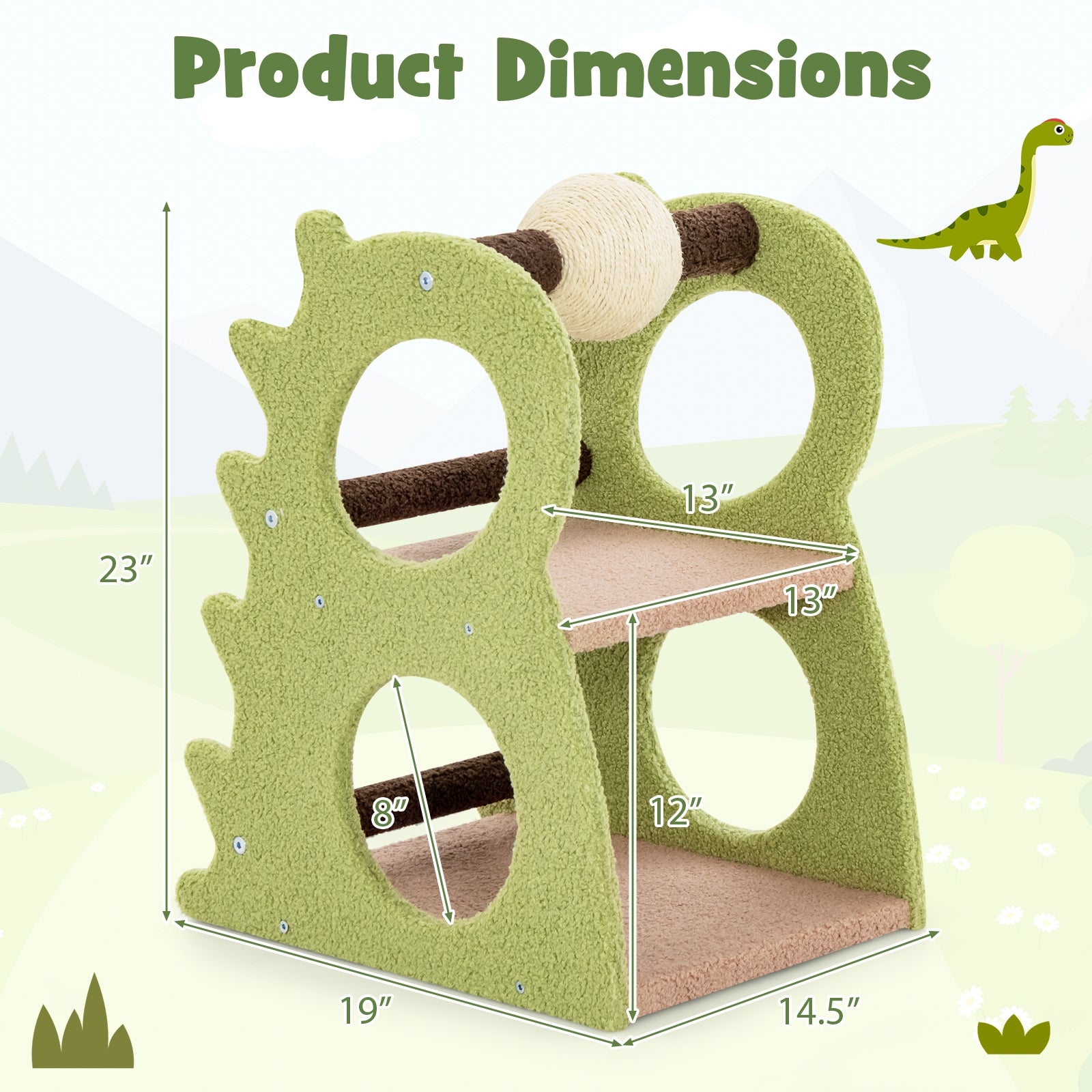 2-Tier Modern Cat Tree for Indoor Cats with Rotatable Sisal Scratching Ball - view 5