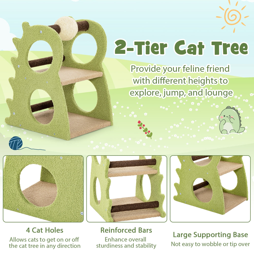 2-Tier Modern Cat Tree for Indoor Cats with Rotatable Sisal Scratching Ball - view 6