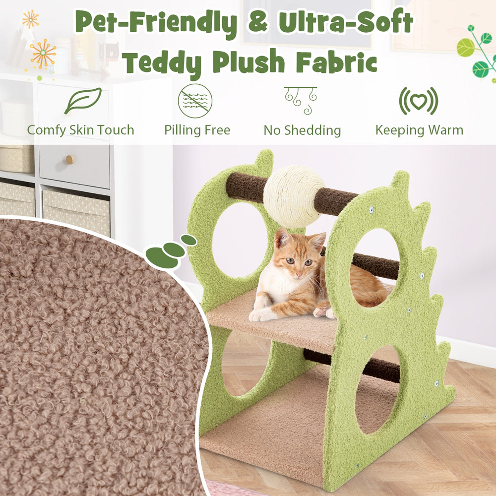 2-Tier Modern Cat Tree for Indoor Cats with Rotatable Sisal Scratching Ball - view 8