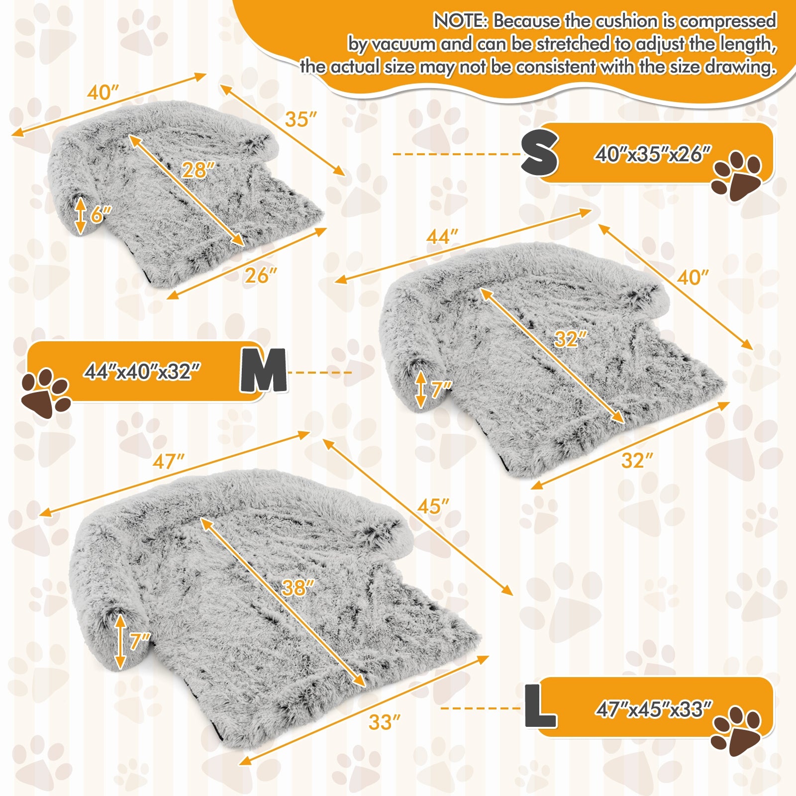 White Plush Calming Dog Couch Bed with Anti-Slip Bottom - view 4
