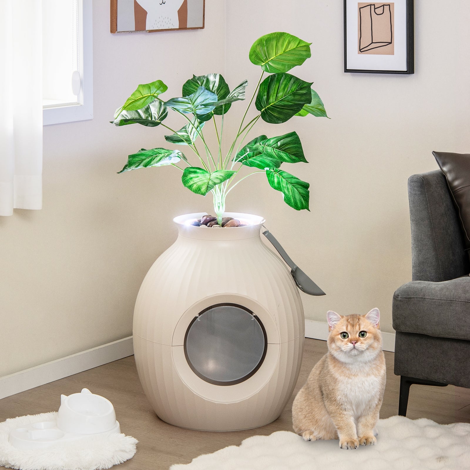 Smart Plant Cat Litter Box with Electronic Odor Removal & Sterilization Cat - view 2