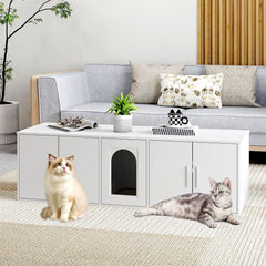 Cat Litter Box Enclosure for 2 Cats with Double Rooms and Sisal Scratching Mat - view 2