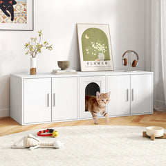 Cat Litter Box Enclosure for 2 Cats with Double Rooms and Sisal Scratching Mat - view 3