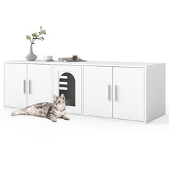 Cat Litter Box Enclosure for 2 Cats with Double Rooms and Sisal Scratching Mat - view 4