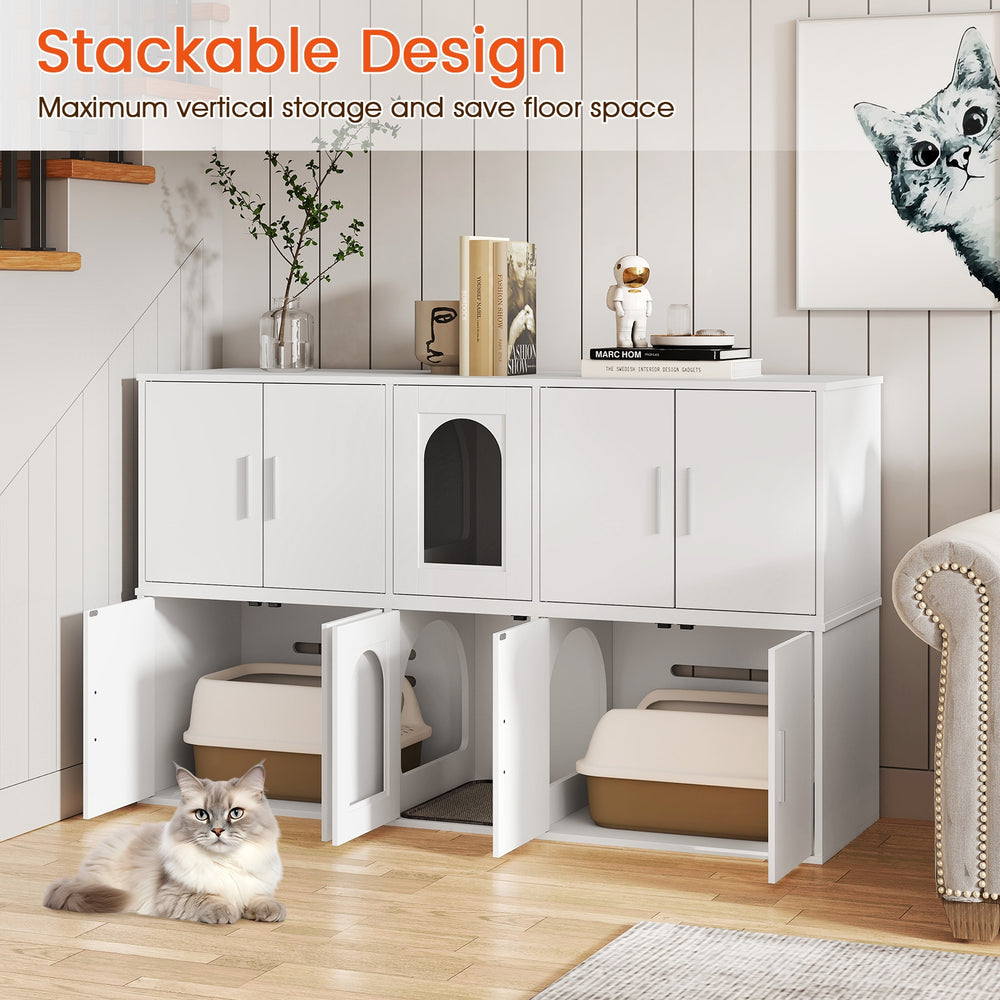 Cat Litter Box Enclosure for 2 Cats with Double Rooms and Sisal Scratching Mat - view 6